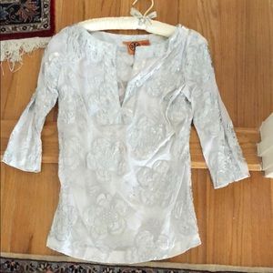 Tory Burch silver ans white tunic